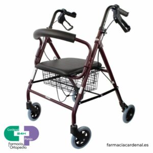 Andador plegable con frenos, asiento y respaldo, modelo Escorial de Mobiclinic